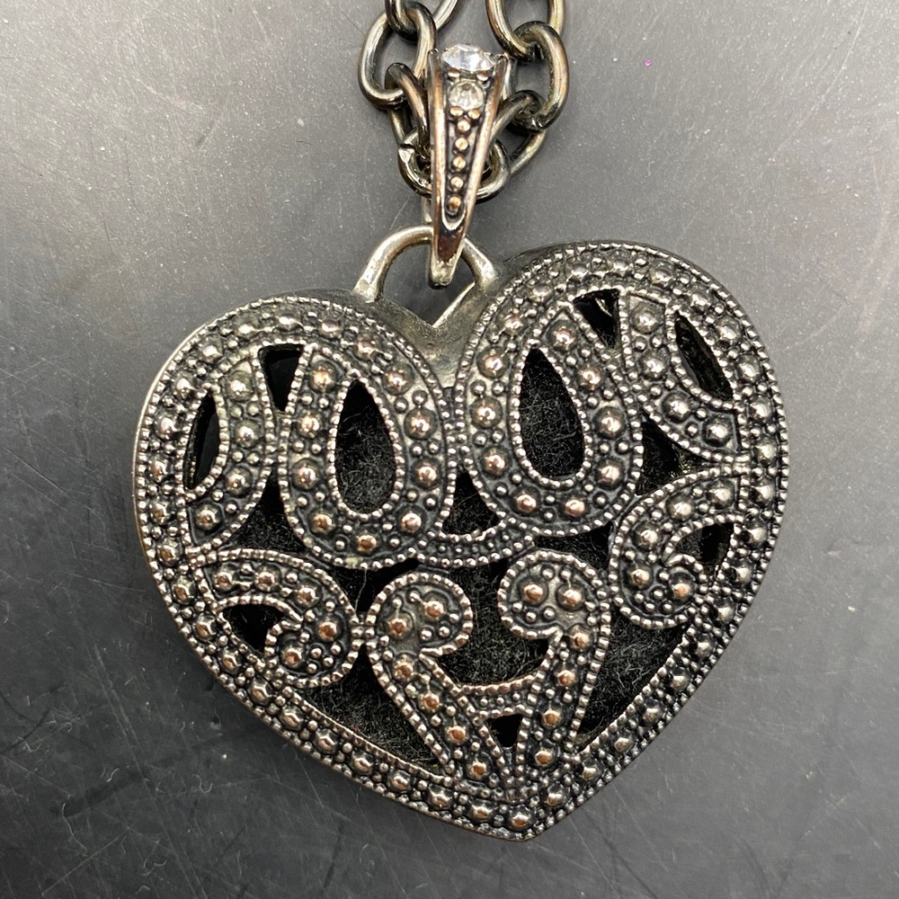 Gold and Silver tone Heart Filigree Necklace - Picture 8 of 9